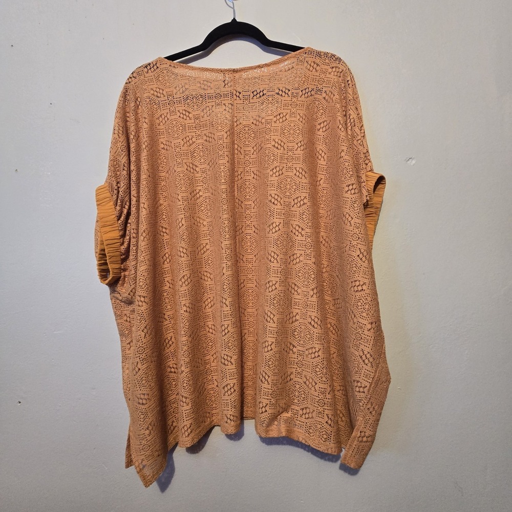Anthropologie Akemi + Kin Bratton Lace Oversized Top Women M/L Gold Boho Cottage - Picture 9 of 10